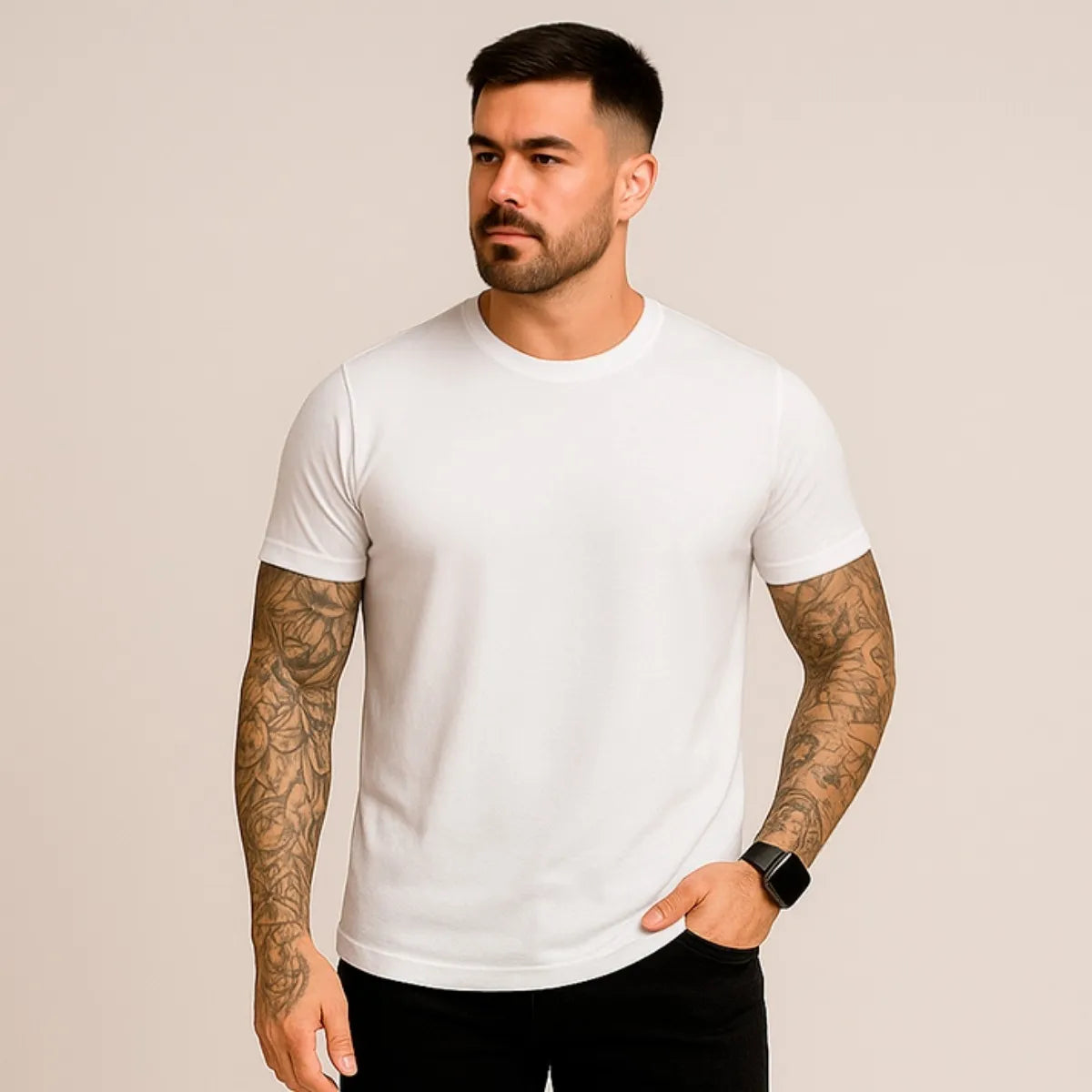 Camiseta Básica Masculina 100% Algodão Premium
